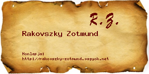 Rakovszky Zotmund névjegykártya
